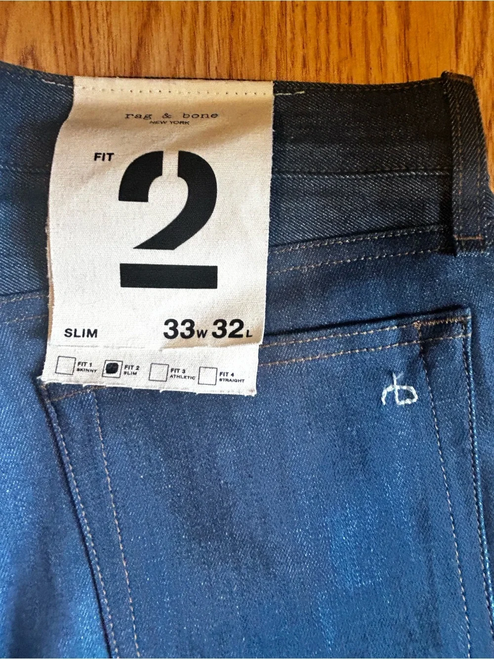Rag & Bone Men’s Fit 2 Slim Jeans 33x32 NWT Dark Wash Stretch Denim